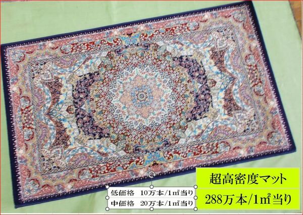 超高密度玄関マット ラグ 288万本/1㎡当り 67×110cm スベリ止めサービス ウィルトン織 高密度ジュータン 49M