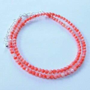  natural pink coral ( mirror cut ) necklace 