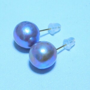 K18パープル淡水パール10.0mm ピアス