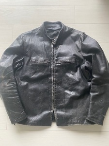 無骨！漆黒のシングル！60'sVintage・Brooks Leather Sportswearブルックスレザージャケット!100円～最落無し!検索ハーレー40s50sBUCO501XX