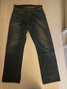 極上！40'sVintage・LEVI'Sリーバイス・501XX革パッチ片面タブオリジナル品！実寸W34L31！100円～最落無し！検索大戦50s60sBIGE70s66前期