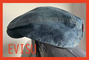 エヴィス EVISU ハンチング 帽子 キャップ カモメ刺繍 ポケット デニム