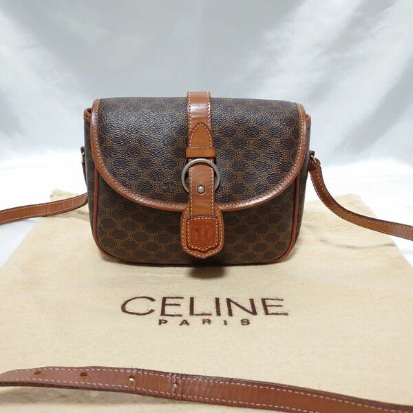 美品 CELINE マカダム柄 ミニショルダーバッグ サコッシュ ポーチ