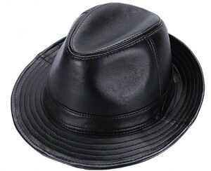 【即決】本革　羊革　スエード　ソフト帽子 メンズ　イギリス風　ジャズ帽　紳士　男性 中折れハット 黒【カラー サイズ 選択可】