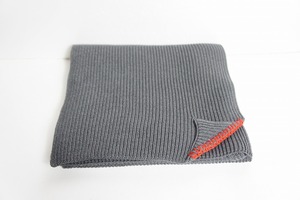 美品22AW OUAT オーユーエーティ OFFICE SCARF ニット マフラー ストール オフィス スカーフ リブ編み 灰1224N▲