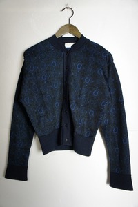 正規 21AW mame kurogouchi マメクロゴウチ Paisley Jacquard Knitted Cardigan ペイズリー ニット カーディガン MM21PF-KN723 紺1 630N▲