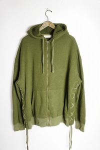 美品 正規FAITH CONNEXION フェイスコネクション Laced Zip Hoodie Sweat ニット パーカー ジップアップ X3337 J00011 本物 カーキ509N▲