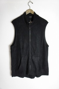 美品21AW COMOLIコモリ SILK VEST シルク ネップ フリース ベスト ジップアップ U03-05011 サイズ2 ネイビー紺923N▲