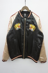 美品 APPLEBUMアップルバム × WU WEARウータン クラン Souvenir Jacket スーベニア ジャケット サテン ブルゾン Wu Tiger XL黒1206N