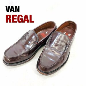 VAN REGAL 復刻モデル ガラス レザー コイン ローファー A2A3082 23.5cm EEE リーガル 赤茶 ブラウン メンズ レディース シューズ 靴