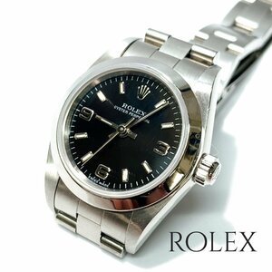 稼働品 ROLEX ロレックス OYSTER PERPETUAL オイスター パーペチュアル 黒 文字盤 自動巻き 本体 レディース 時計 腕時計