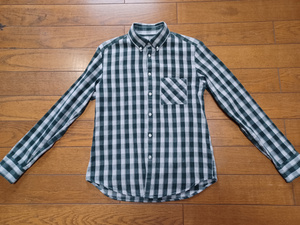 ペイトンプレイスfor Men 　ボタンダウンシャツ　ネルシャツ　Sサイズ相当　緑×グレー　送230円可能 PPFM 