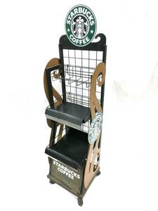 1000円スタート 店舗什器 STARBUCKS スターバックス 陳列棚 ディスプレイ ラック 店頭用 約H124cmxW33cmxD30mm 引取りのみ限定 11 KK8028