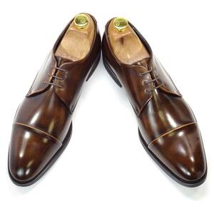 即決 MA-JI MASATOMO 25.5cm ストレートチップ マージマサトモ メンズ 茶 ブラウン 本革 レザーシューズ 本皮 ビジネス 通勤 革靴 紳士靴