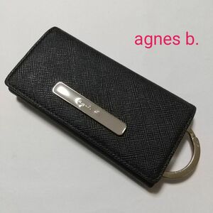 美品 アニエスベー agnes b. キーケース レザー 本革 ブラック 鍵