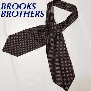 BROOKS BROTHERS ブルックスブラザーズ　シルク　アスコットタイ　米国製　総柄　ブラック×レッド
