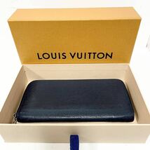 ■極美品■LOUIS VUITTON ルイヴィトン■タイガ　ブルーマリーヌ　ジッピーウォレット ヴェルティカル　ラウンドファスナー　刻印あり_画像3