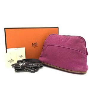 # beautiful goods #HERMES Hermes Bolide pouch Mini mi Nicos me pouch pink cotton canvas box, ribbon, tag attaching France made 