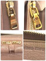 MIUMIU ミュウミュウ　ラウンドファスナー　リボンモチーフ　レザー　ピンク　ゴールド金具_画像9