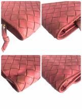 Bottega Veneta ボッテガヴェネタ　イントレチャート　二つ折り財布　ジップアラウンド　レザー　ピンク　ゴールド金具　イタリア製　タグ_画像5