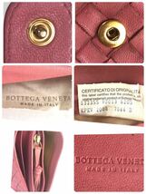 Bottega Veneta ボッテガヴェネタ　イントレチャート　二つ折り財布　ジップアラウンド　レザー　ピンク　ゴールド金具　イタリア製　タグ_画像9