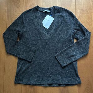 未使用 ZARA Vネックニット グレー S