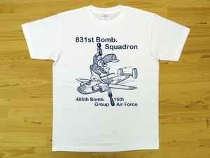 第831爆撃飛行隊 白 5.6oz 半袖Tシャツ 紺 XL ミリタリー ねずみ U.S. AIR FORCE