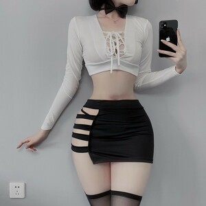 3096 OL teacher cosplay Mini ska top and bottom set 