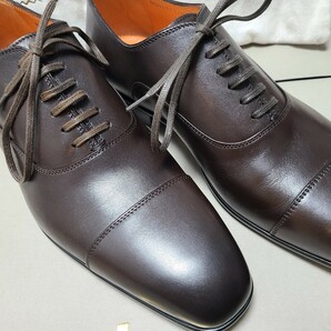 【新品未使用】サントーニ Santoni 革靴 ダークブラウン　定価 10万【サイズ】イタリア製 7　USA8 日本26-26.5cm相当 正規店購入