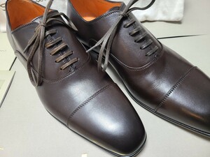 【新品未使用】サントーニ Santoni 革靴 ダークブラウン　定価 10万【サイズ】イタリア製 7　USA8 日本26-26.5cm相当 正規店購入