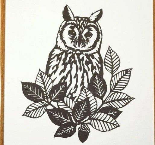 切り絵　フクロウさん