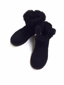 箱付 UGG アグ 1105364 CLASSIC BLING MINI クラシック ブリング ミニ ショートムートンブーツ 23cm程度 ブラック ロゴ ラインストーン