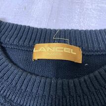 【日本製 フロントブランドロゴ刺繍 綿レーヨン混紡】LANCEL JEANS ニット ランセル ジーンズ ブラック 黒 サイズL メンズ ヴィンテージ _画像3