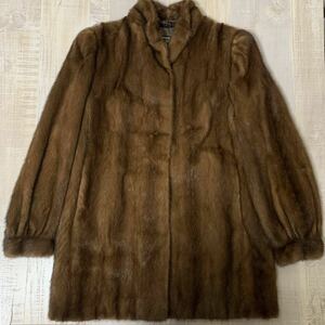 【極美品 最高級毛皮】CANADA MINK ミンクファー コート ジャケット カナダ ブラウン系 サイズ13号 L-2L相当 レディース