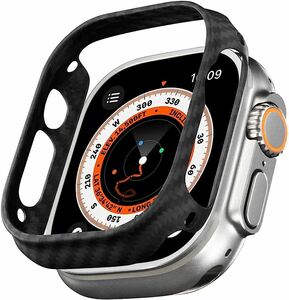 PITAKA Apple Watch Ultra/Ultra2 対応 ケース 49mm 適用 カバー 軽量 極薄 全面保護 傷つきにくい 600Dアラミド繊維 カーボン風 ブラック