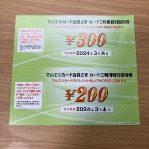 マルエツ　マルエツカード特別優待券　500円分　有効期限2024年3月末