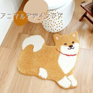 柴犬 洗える ラグ 54x55cm 玄関 絨毯 ドアマット カーペット 滑り止め付で安心 家庭用 ふわふわ トイレ 洗える オシャレ 可愛い DIY ZCL597