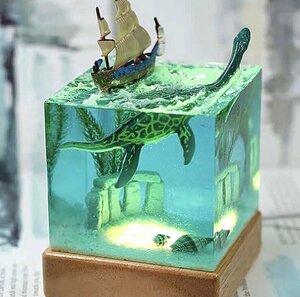 手作り 恐竜 船 デスクフィギュア フィギュア インテリア 装飾 オブジェ 置物 アート 小物 樹脂 海 照明 クリエイティブ デスクトップDJ971