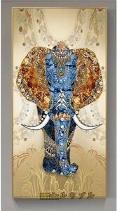 Art hand Auction Pintura decorativa de lujo, pintura al óleo de elefante, pintura artística, mural de entrada, decoración colgante, sala de estar, cuadro, pintura al óleo, dibujo de animales