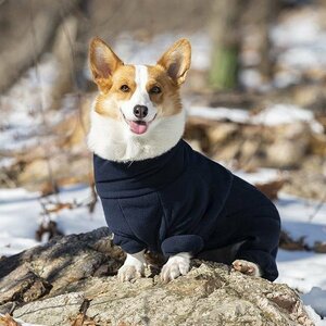 犬 服 ペット 綿服 コート 秋冬 フリース ジャケット 暖かい 寒さ対策 背中開き 小中大型犬 散歩 ジッパー付き 着脱簡単 ネイビー XXL