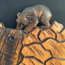 木彫り鮭 木彫り熊 レターラック 状差し 壁掛け 木製 アイヌ 北海道 昭和レトロ_画像3