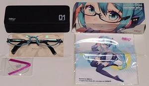 初音ミク PCメガネ MIKU-004　グリーン　アンダーフレーム　中古　使用期間数回程度