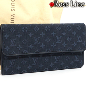 【極美品】Louis Vuitton モノグラムミニ TSTブルー インターナショナル 長財布 紺 メンズ レディース 小銭入れ 札入れ MONOGRAM M92442