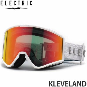 1円～ 23-24 ELECTRIC KLEVELAND MATTE WHT NURON GREY RED CHROME JP LENS エレクトリック スノボ ゴーグル ASIANFIT 2024 [同梱不可]