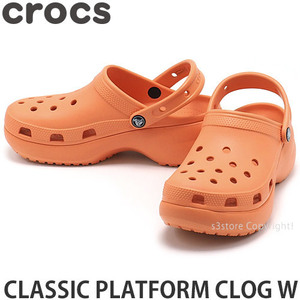 1円～ CROCS CLASSIC PLATFORM CLOG W Papaya W9(25.0cm) クロックス クロッグ ウィメン アウトドア 海 サンダル 靴 サポ [同梱不可]