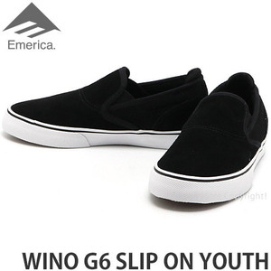 1円～ EMERICA WINO G6 SLIP ON YOUTH BK/WT/GD 24.0cm エメリカ ワイノ スリップオン スニーカー キッズ [同梱不可]