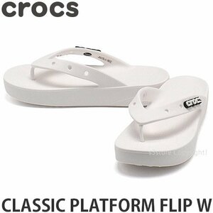 1円～ CROCS CLASSIC PLATFORM FLIP WOMANS WHITE 24.0cm クロックス サンダル シューズ スリッパ 靴 軽量 速乾 SANDAL [同梱不可]