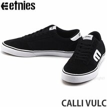 1円～ ETNIES CALLI VULC BLK/WHITE 27.0cm エトニーズ スケートボード スケシュー スニーカー 靴 黒 ブラック ストリート [同梱不可]_画像1