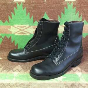美品 【FOOT SO PORT】 80s Plain-Toe Black Leather Work Boots/ 80年代 フットソーポート ワーク ブーツ プレーントゥ ビンテージ 70s90s