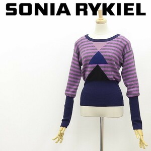 ◆SONIA RYKIEL ソニアリキエル カシミヤ100％ ボーダー柄 ニット セーター 38